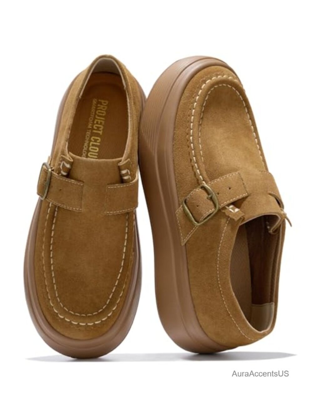 Platform Sneakers for Women Genuine Suede Non-Slip Chunky Casual Shoes